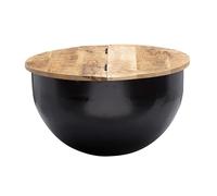 FineBuy Table Basse Mango en Bois Massif/Metal Noir 60 x 34 x 60 cm | Table d'appoint de Style Moderne | Table de Salon avec Espace de Stockage Rond