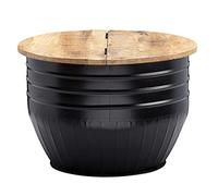 FineBuy Table Basse Mango en Bois Massif/Metal Noir 60 x 41 x 60 cm | Table d'appoint de Style Moderne | Table de Salon avec Espace de Stockage Rond