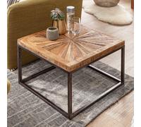 FineBuy table basse mangue massif 55x40x55 cm table avec structure métallique | Table de salon carrée au design industriel | Table basse massive moderne