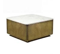 FineBuy Table Basse métal avec Plateau en marbre Blanc 60cm carré - Table de Salon Moderne - Canapé Design - Table de Salon Cube - Table d'appoint élégante Faite à la Main