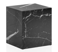 FineBuy Table Basse MONOBLOC 40x40x45 cm Noire Brillante Effet Marbre | table d'appoint cube carrée, petit bout de canapé avec place pour télécommande et déco, surface facile d'entretien