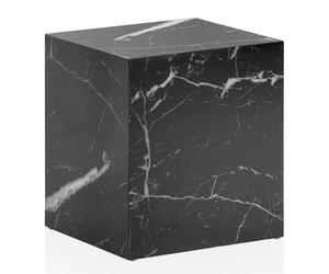 FineBuy Table Basse MONOBLOC 40x40x45 cm Noire Brillante Effet Marbre | table d'appoint cube carrée, petit bout de canapé avec place pour télécommande et déco, surface facile d'entretien