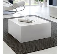 FineBuy table basse monobloc MDF table en bois blanc 60 cm carré de table à café