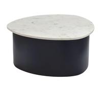 FineBuy Table basse Noire 63cm avec plateau en marbre blanc - Table de salon en aluminium de forme organique - Table de canapé en aluminium moderne - Table d'appoint design avec piètement métallique f