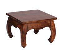 FineBuy Table Basse Opium 60x60x40 cm Bois Massif Sheesham Marron | table de salon carrée avec galbée pieds, bout de canapé bas, petit table d'appoint en bois véritable, fait main