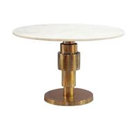 FineBuy Table Basse Or 60cm avec Plateau en marbre Blanc - Table de Salon Ronde - Table de canapé Alu Moderne - Table d'appoint Aluminium - Table Design Salon piètement métal Fait Main