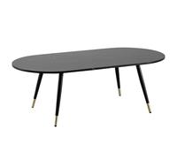 FineBuy Table Basse Ovale 120x60x41,5 cm Noire Effet Marbre | grand table de salon avec structure en métal, table à café facile d'entretien, table lounge avec bonne stabilité