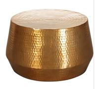 FineBuy Table Basse Ronde 60x60x36 cm Métal Dorée, Martelé