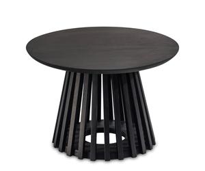 FineBuy Table Basse Ronde 60x60x41 cm Bois Massif Manguier Noire, Grille | table de salon avec ouverte structure grillagée, bout de canapé en bois véritable, fait main, chaque pièce est unique