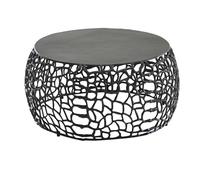FineBuy Table Basse Ronde 66x66x30 cm Aluminium Noire, Structure Branche
