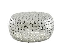 FineBuy Table Basse Ronde 66x66x32 cm Métal Argentée, Aspect Pierre