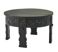 FineBuy Table Basse Ronde 80 cm Bois Massif Manguier Noire