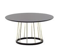 FineBuy table basse ronde 80 x 80 x 42 cm en métal noir doré moderne, salon, grande