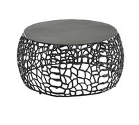 FineBuy Table Basse Ronde 66x66x30 cm Aluminium Noire, Structure Branche