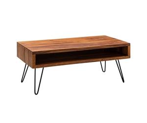 FineBuy Table Basse Sheesham en Bois Massif/Metal 100 x 40 x 50 cm | Table d'appoint de Style Moderne | Table de Salon avec Espace de Rangement