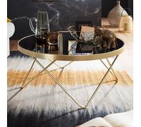 FineBuy Table Basse Verre / Métal ø 82 cm Table d'appoint Table de salon Rond