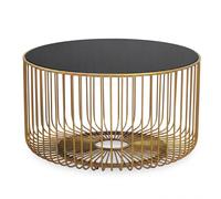 FineBuy Table Basse Verre métal 60cm Or Rond - Table de Salon Moderne - Table d'appoint Design - Table de Lounge avec Structure en Treillis - Table d'appoint Ronde Faite à la Main
