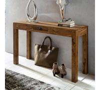 Table console en bois massif - FINEBUY - 120x70x40cm - Avec tiroir - Marron foncé