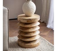 FineBuy Table d’appoint Haute de Salon Bois Massif Ø 35 cm Ronde Moderne Marron