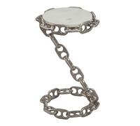 FineBuy Table d'appoint 31 x 31 x 51 cm Marbre Métal Argent Fait Main