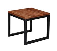 FineBuy Table d'appoint 45x45x40 cm Bois Massif Sheesham Métal | petit table de salon industriel, table en bois en bois véritable, bout de canapé fait main, chaque pièce est unique