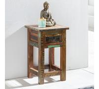 FineBuy Table d'appoint 50 cm Table de nuit Tiroir Table de chevet en bois massif