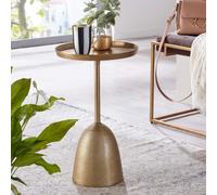 FineBuy Table d'appoint Aluminium Ø 33 cm Petite Table de Salon Ronde Or Métal