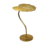 FineBuy Table d'appoint Aluminium Or 40x38cm - Design Feuille Table d'appoint Salon - Table Basse Moderne - Table à Fleurs Élégante Salon Fait Main