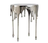 FineBuy Table d'appoint Argent 43cm Aluminium Ronde - Table d'appoint Design Alu Moderne - Table de Salon Métal Goutte - Table en métal Décorative Table Basse Faite Main