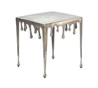 FineBuy Table d'appoint Argent 45,5cm Aluminium Table Carrée - Table d'appoint Design Alu Moderne Gouttes - Table de Salon Métal Gouttes - Table en métal Table décorative Table Basse Faite à la Main
