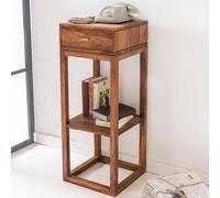 FineBuy Table d'appoint Bois Massif Sheesham 35 x 90 x 35 cm Table Basse Salon | Bout de canapé est - Table de téléphone - Table en Bois carré