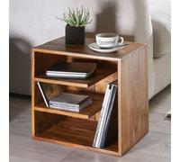 FineBuy Table d'appoint Bois Massif Sheesham 43 x 43 x 30 cm Table Basse Salon | Bout de canapé est - Table de Chevet - Table en Bois