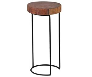 FineBuy Table d'appoint Bois Massif/Métal Sheesham 28 x 55 x 28 cm Table Basse Salon | Bout de canapé est - Table de téléphone - Table en Bois Rond