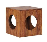 FineBuy Table d'appoint Bois Massif Sheesham 35 x 35 x 35 cm Table Basse Salon | Bout de canapé est - Table pour canapé - Table en Bois Cubes avec Espace de Rangement