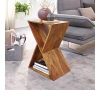 FineBuy Table d'appoint Bois Massif Sheesham 43 x 60 x 30 cm Table Basse Salon | Bout de canapé est - Table de Salon - Table en Bois Forme en X