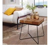 FineBuy - Table d'appoint en Bois Massif Acacia - 45x51x45cm - Bout de canapé Table de Salon