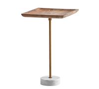 FineBuy Table d'appoint en bois massif de mangue, en marbre véritable, 35 x 35 x 55 cm, petite table de rangement, carrée, table de salon, canapé moderne