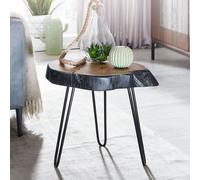 FineBuy Table d'appoint en bois Table de salon massive à bordure d'arbre Table de salon