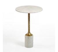 FineBuy Table d'appoint en métal avec Plateau en marbre Blanc 37cm Rond - Table d'appoint Moderne - Table Basse Design - Table de Salon - Table de Salon élégante Faite à la Main