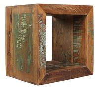 FineBuy Table d'appoint KALKUTTA 45 x 45 x 35 cm, Table Cube en Bois Massif pour Salon, Table de Salon avec étagère, Table de Chevet - Console de Nuit - Chevet Multicolore