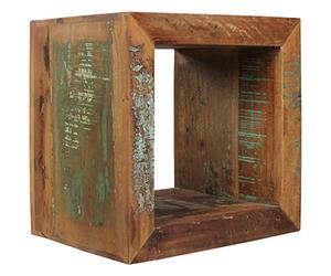 FineBuy Table d'appoint KALKUTTA 45 x 45 x 35 cm, Table Cube en Bois Massif pour Salon, Table de Salon avec étagère, Table de Chevet - Console de Nuit - Chevet Multicolore
