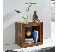 Étagère Debout Bois Massif 45x45x35cm Étagère Cube Table D'appoint Carré Marron