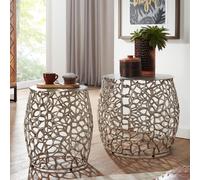 FineBuy Table d'appoint Lot de 2 Petite Table Basse de Salon Ronde Moderne