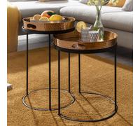 FineBuy Table d'appoint Lot de 2 Table Basse de Salon Metal Orientale Aluminium