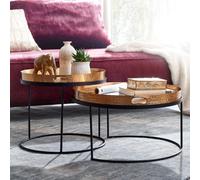 FineBuy Table d'appoint Lot de 2 Table Basse de Salon Metal Orientale Aluminium