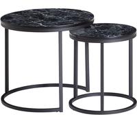 FineBuy Table d'appoint Lot de 2 tables basses aspect marbre Table de salon ronde