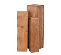 FineBuy Table d'Appoint Lot de 3 Bois Massif Acacia Beige, Table Colonne