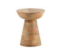 FineBuy Table d'appoint Mango en bois massif blanchi naturel 37 x 37 x 45 cm Petite table de rangement ronde Marron clair Table de salon Canapé Motif rainuré Moderne Table basse à fleurs