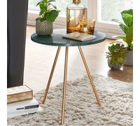 FineBuy Table d'appoint Marbre Véritable Vert/Métal 38x38x44 cm Table de Salon | Petite Table Ronde | Design Table Basse