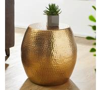 FineBuy Table d'appoint Métal Aluminium 42 x 42 x 42 cm Table Basse Salon Or | Bout de canapé Oriental - Conception martelée - Table en Métal Rond